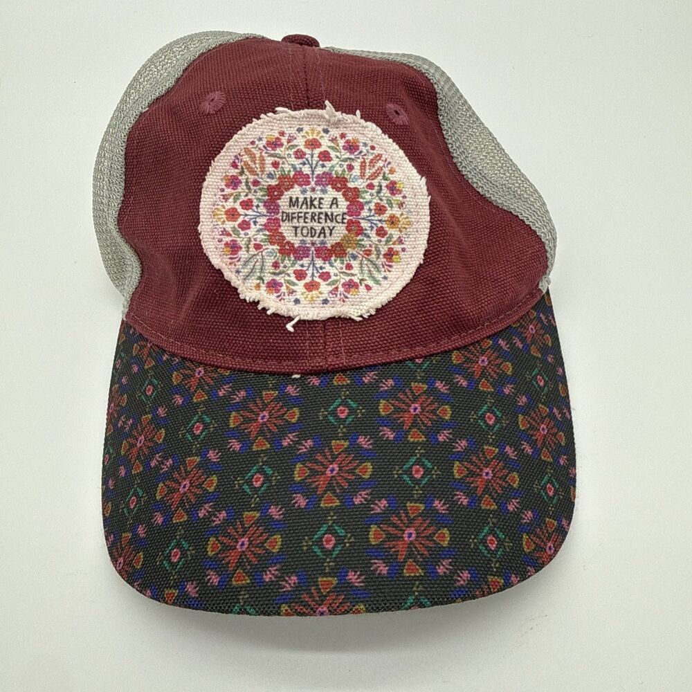 Natural Life Trucker Hat Embroidered Colorful Boho Floral Hippie
